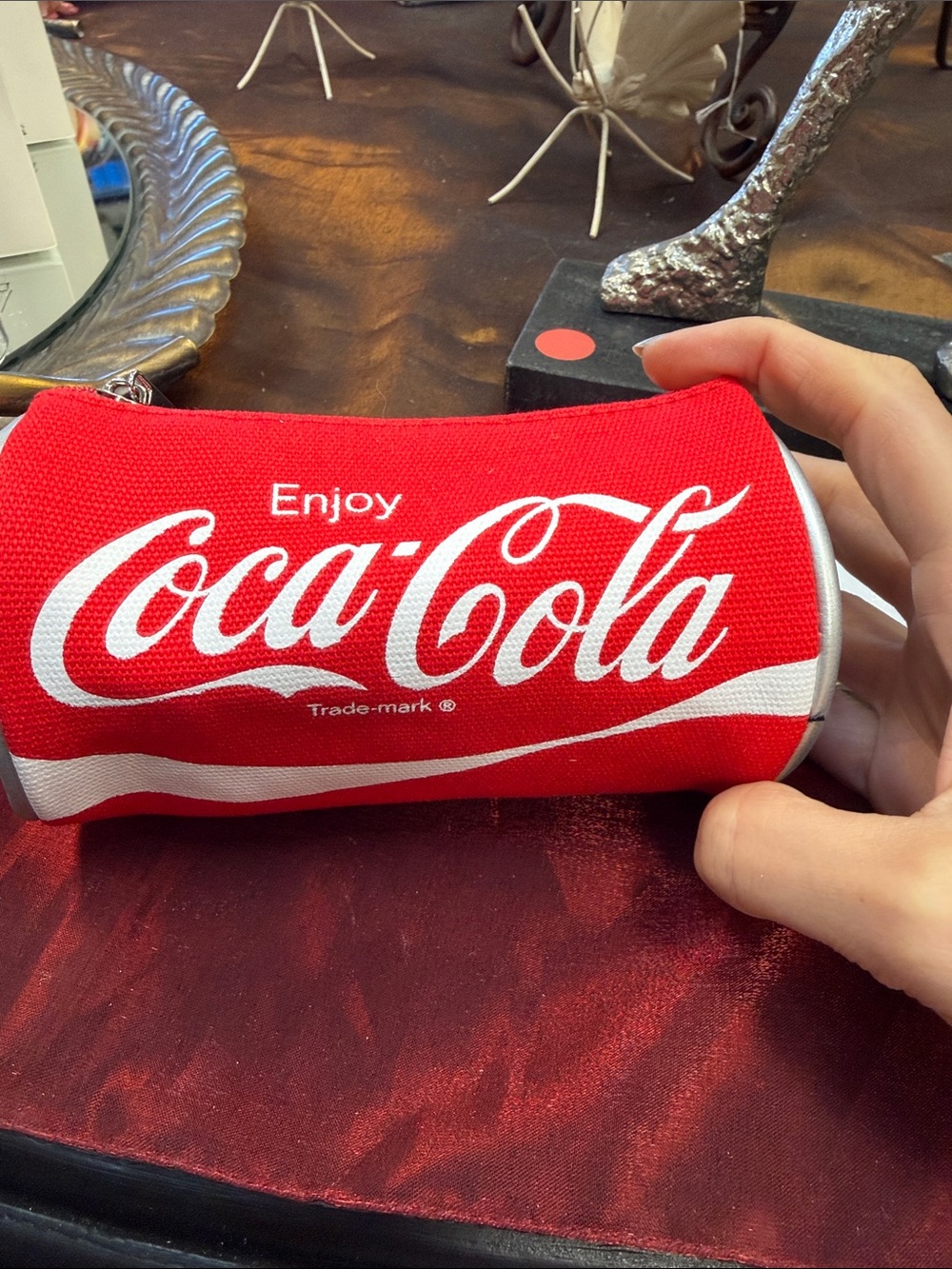 Coca Cola Red and White Branded Zip Pouch for Accessories